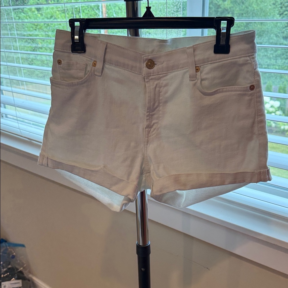 7 For All Mankind Off-White Jean Shorts